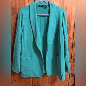Susan Graver Teal Open-Front Blazer Sz 1x